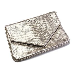 Light Gold Python Embossed Clutch Purse